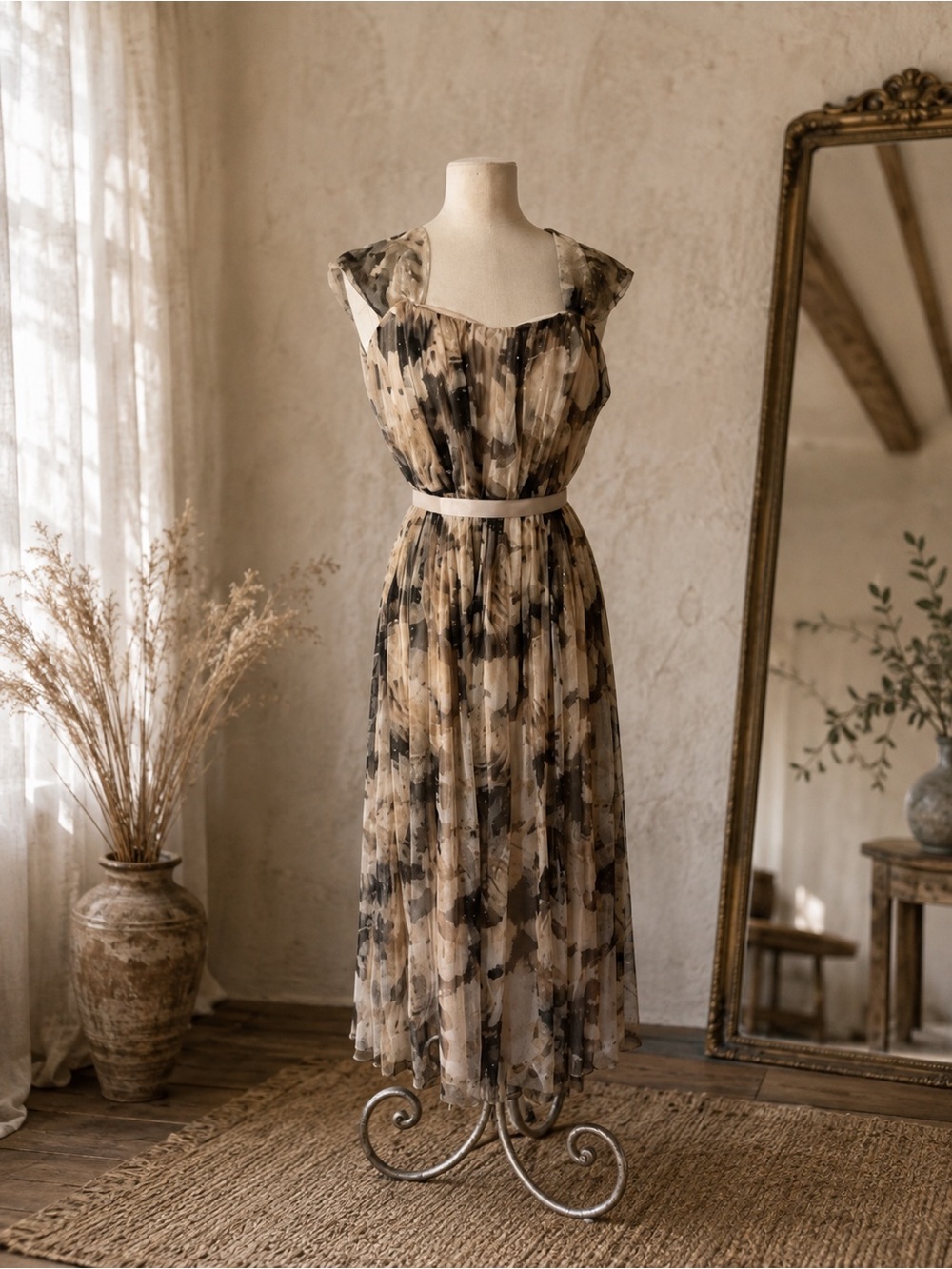 Beautiful Candalite dress size M. Browns, tan’s and cream color.
